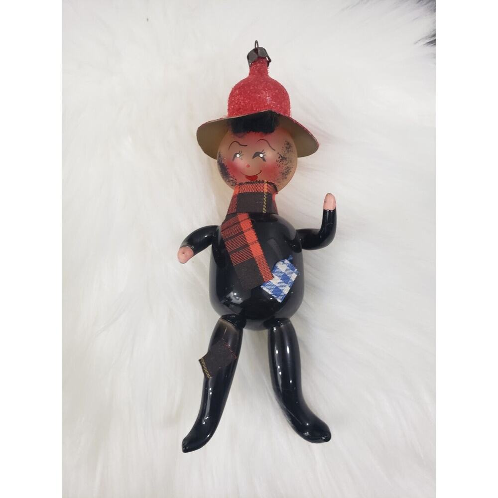 VTG Soffieria De Di Carlini Blown Glass Christmas‎ Ornament Scarecrow Patchwork